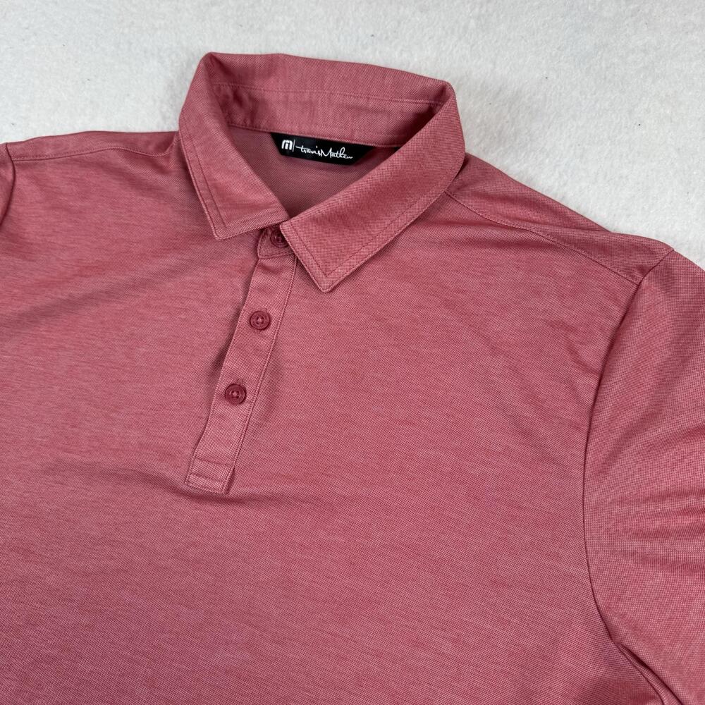 Travis Mathew Polo Shirt Mens Size L Pink Solid Pima Cotton Golf Jersey Casual